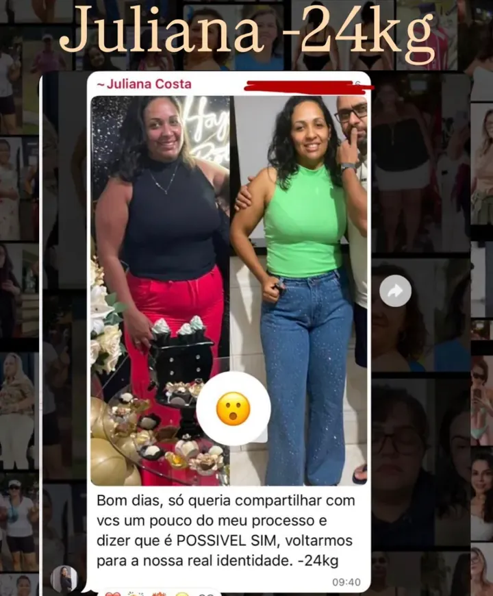 Juliana, antes e depois: menos 24 kg